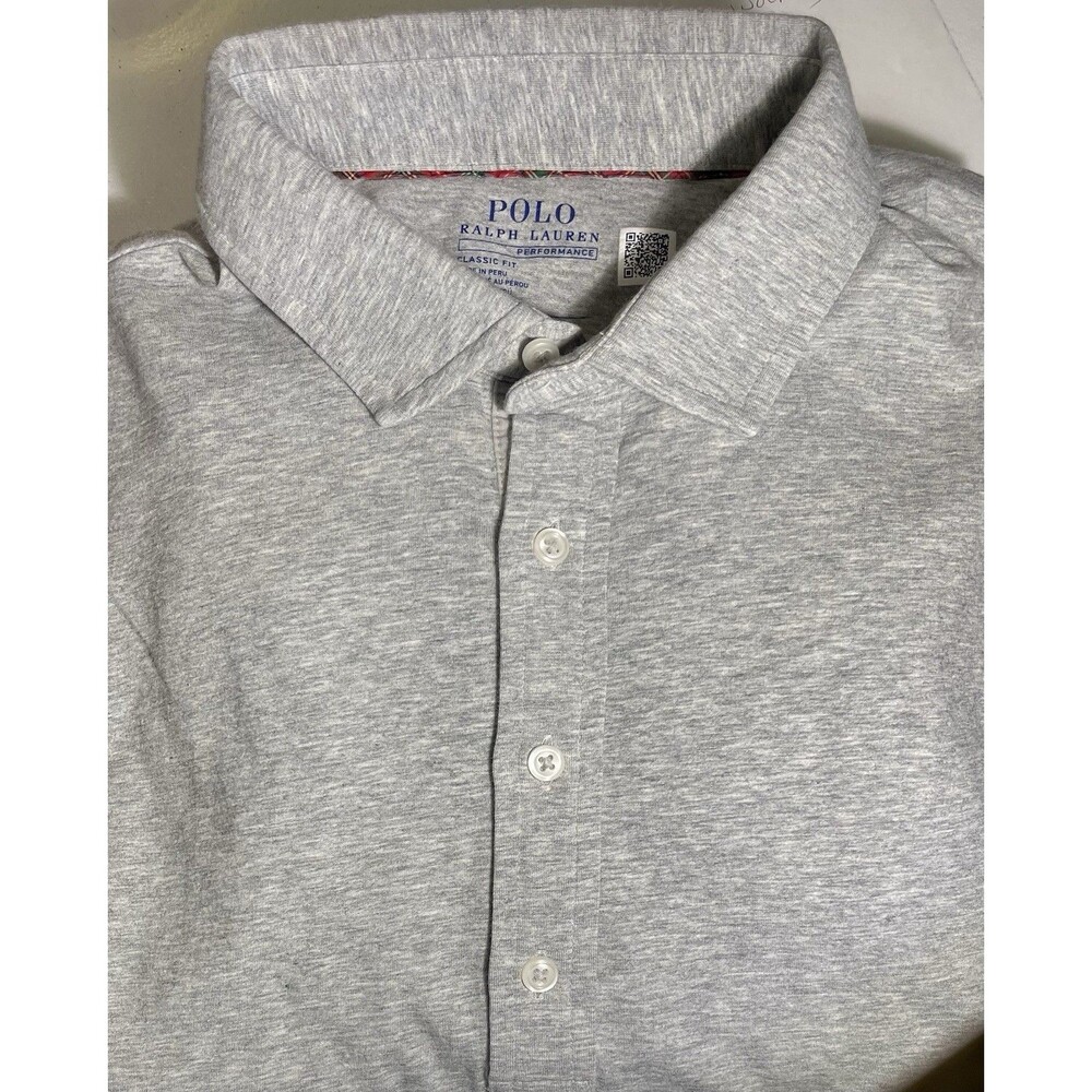 Polo Ralph Lauren Performance Long Sleeve Shirt Heather Grey Men Medium